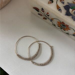 Anthropologie Gold Hoop Earrings With Rhinestones